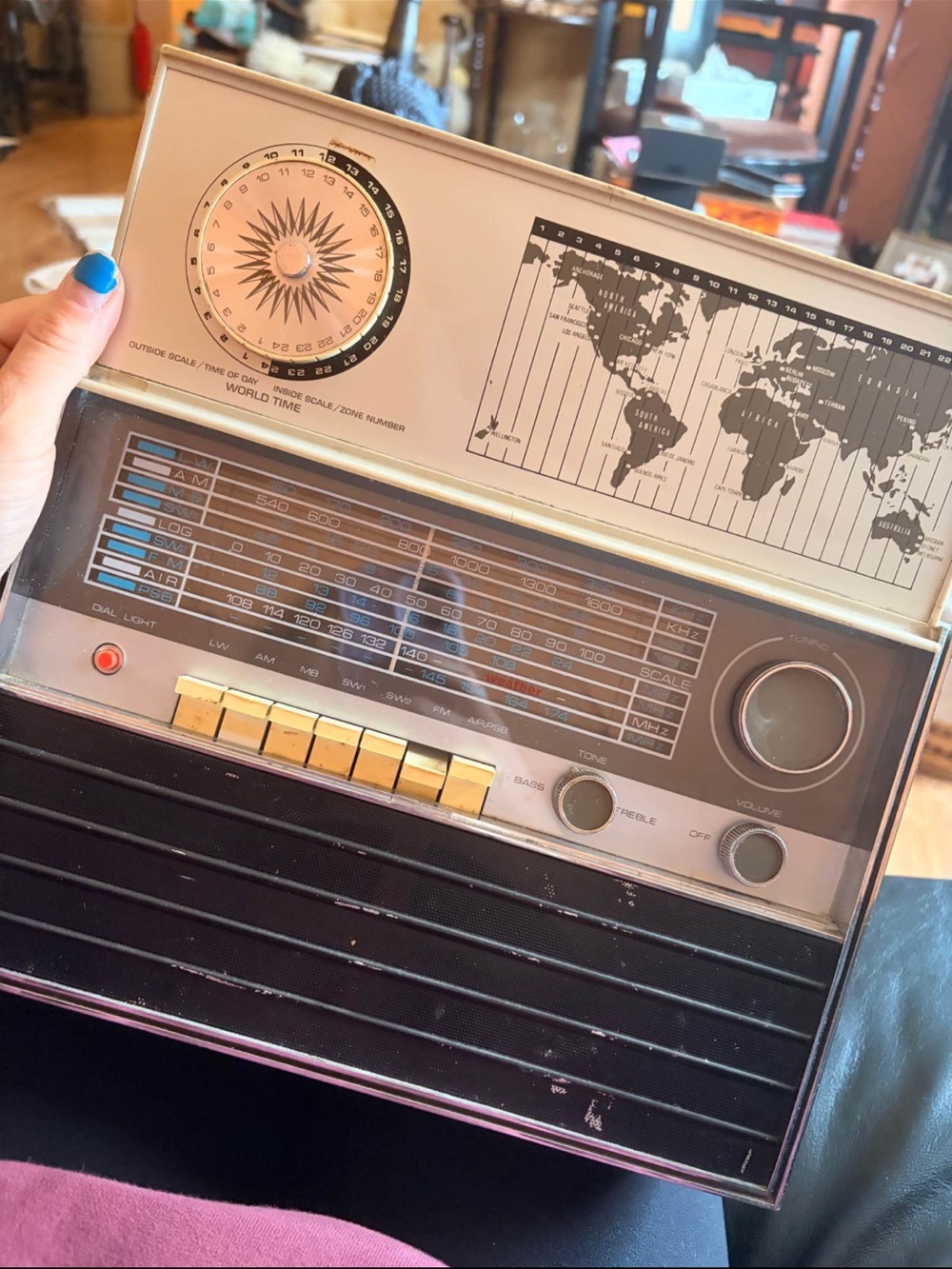 Triumph Portable Radio — Black and Cream with Gold Buttons
